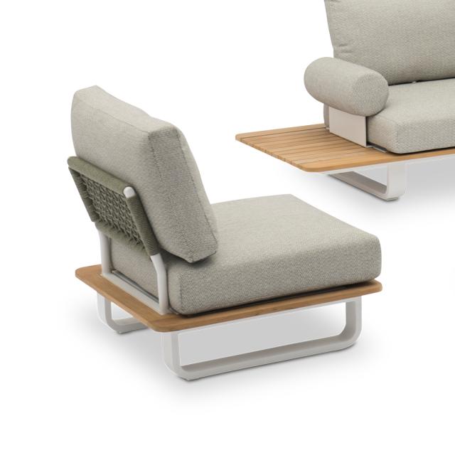 STAY NATURAL single lounge white - light grey/green rope