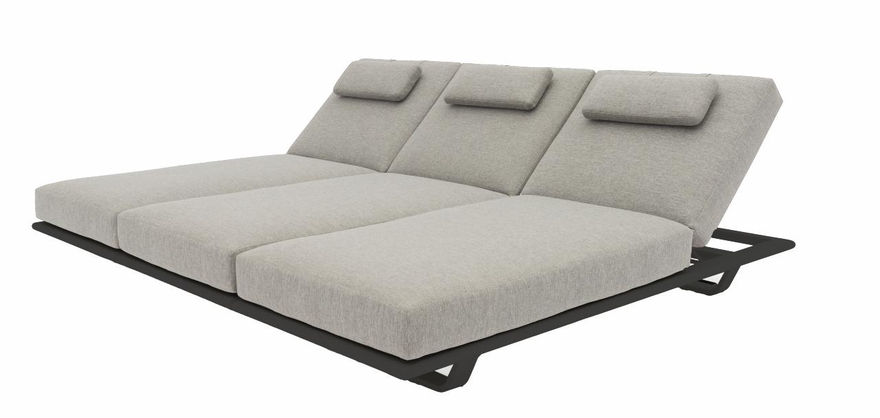 STAY FLEX triple sunlounger ash grey/ charcoal frame