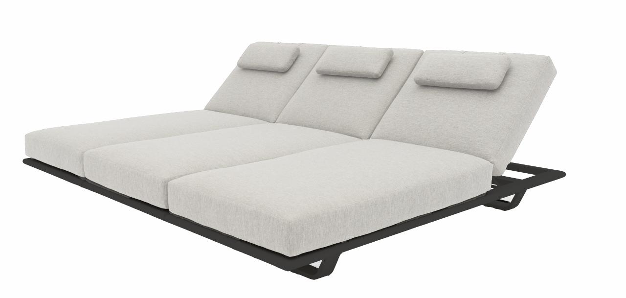 STAY FLEX triple sunlounger stone/ charcoal frame