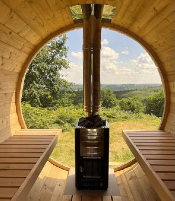 Volledig panoramisch glas voor barrelsauna