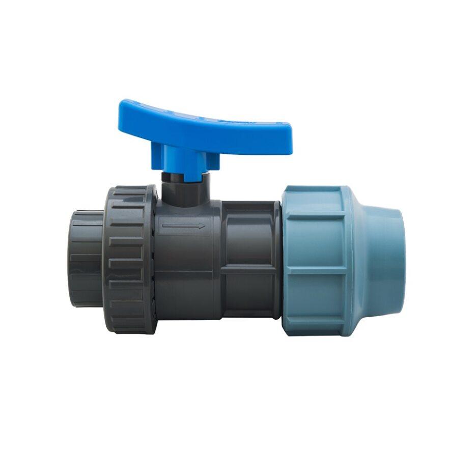 Quick coupling PVC transition Ball Valve for PE pipe Ø 50x1