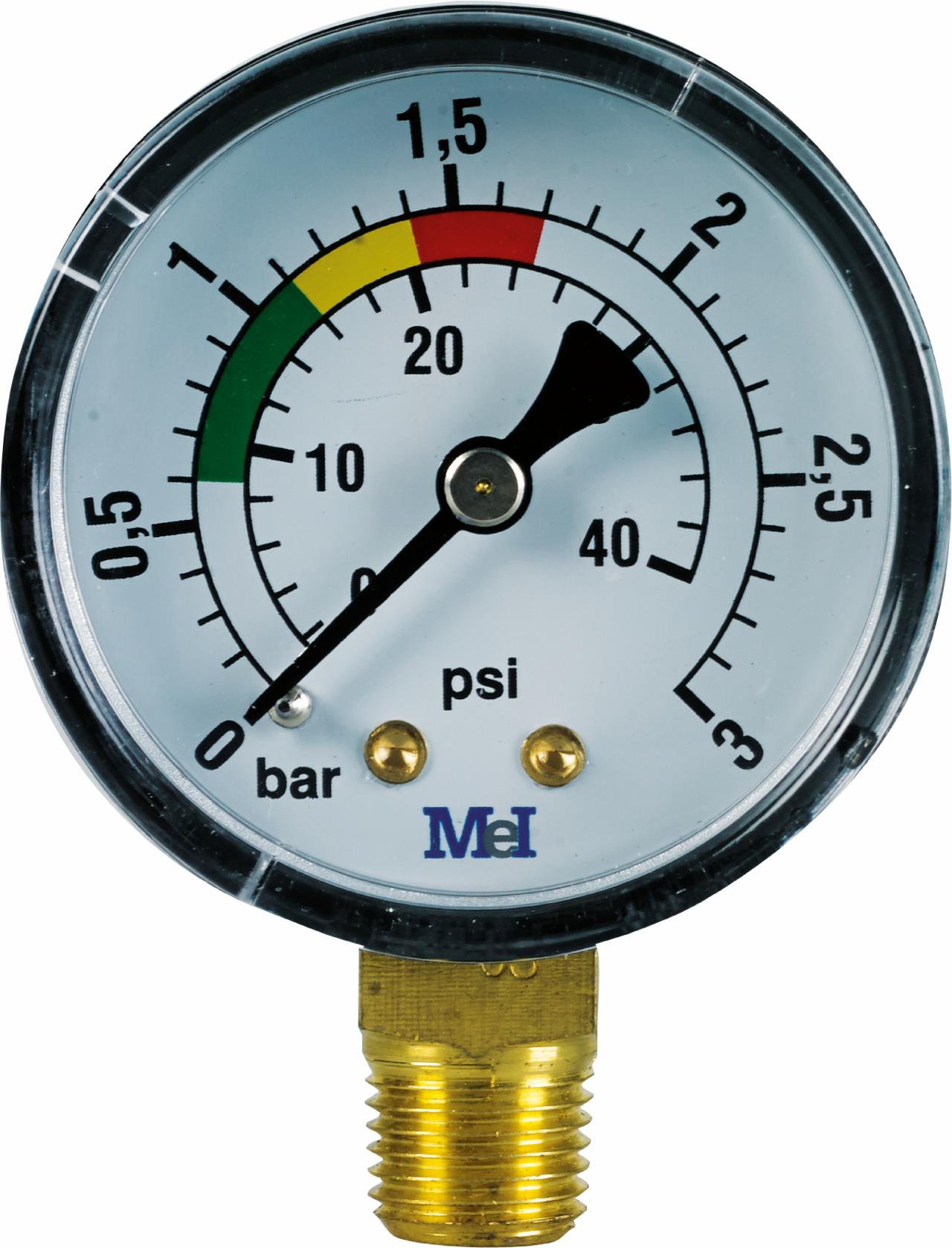Dry pressure gauge for pool filter Ø 50mm 0 - 3 bars 1/4