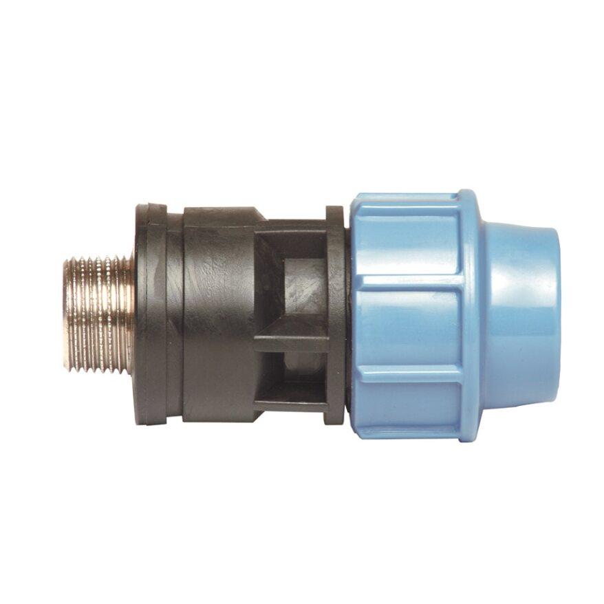 Male PE compression fitting with brass threaded insert - Ø 50x1