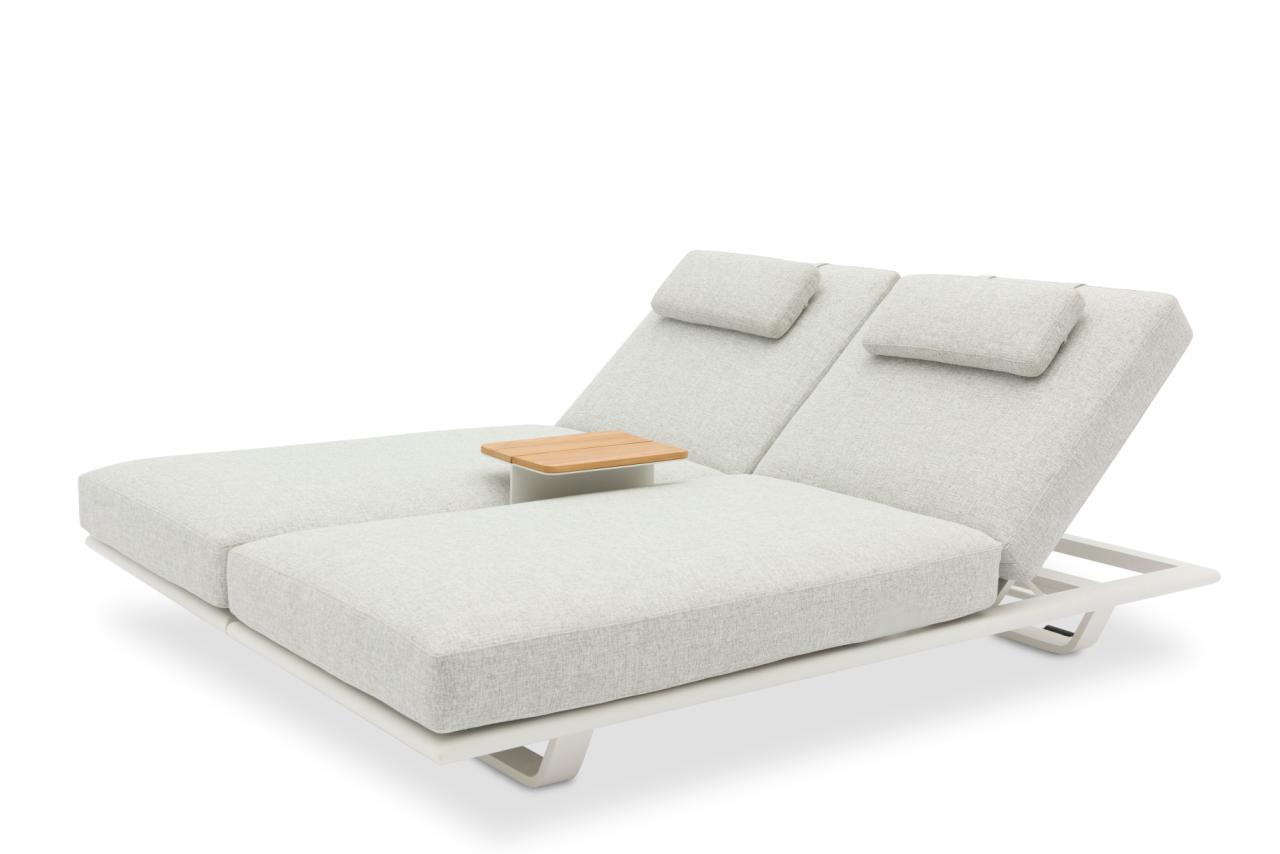 STAY FLEX double sunlounger stone/ white frame