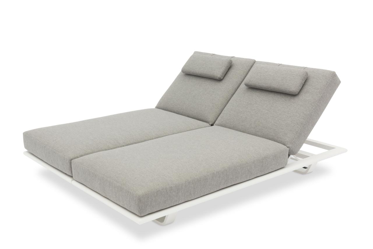 STAY FLEX double sunlounger ash grey/ white frame