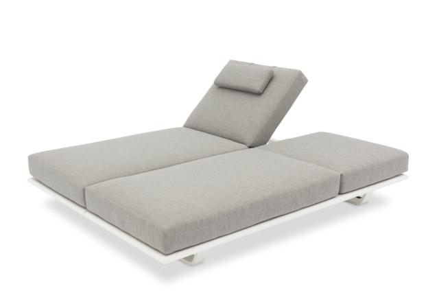 STAY FLEX double sunlounger ash grey/ white frame