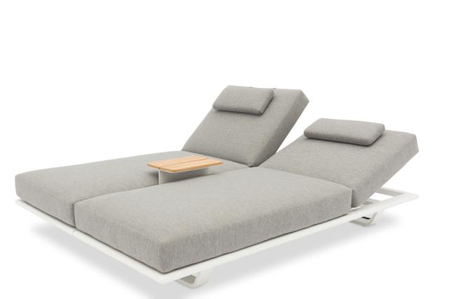 STAY FLEX double sunlounger ash grey/ white frame
