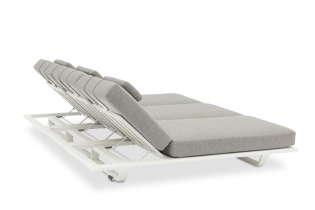 STAY FLEX double sunlounger ash grey/ white frame