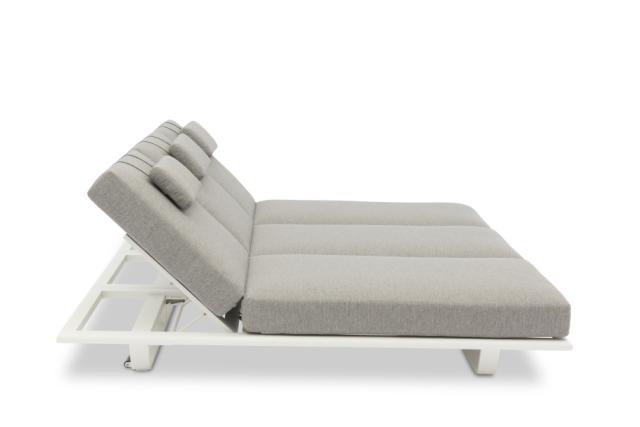 STAY FLEX double sunlounger ash grey/ white frame