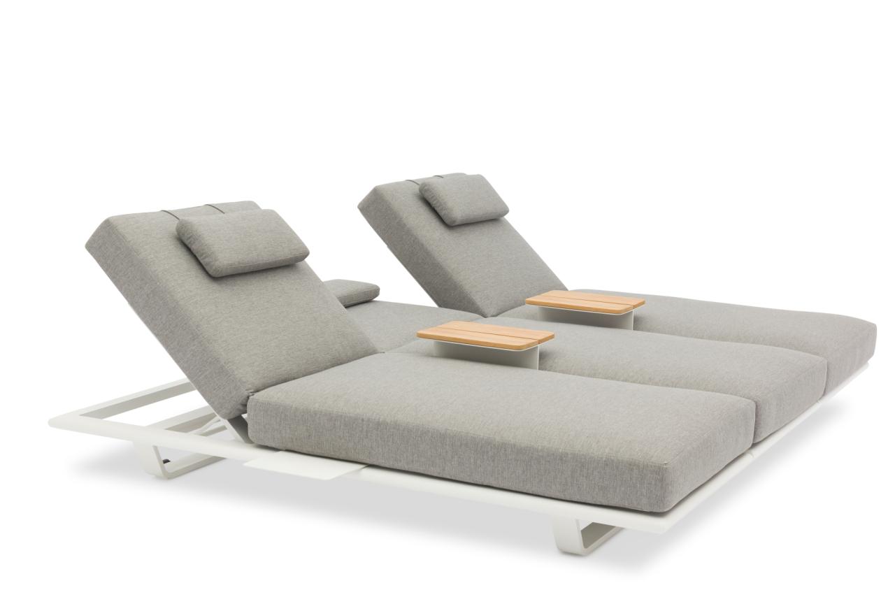 STAY FLEX triple sunlounger ash grey/ white frame