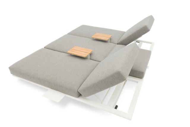 STAY FLEX triple sunlounger white frame + pillow ashgrey