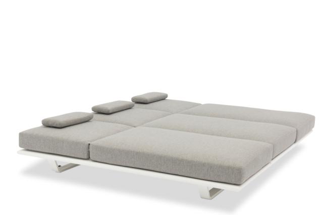 STAY FLEX triple sunlounger white frame + pillow ashgrey