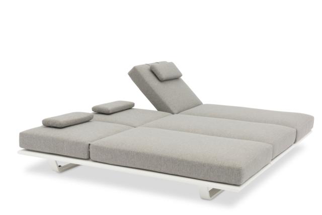 STAY FLEX triple sunlounger white frame + pillow ashgrey