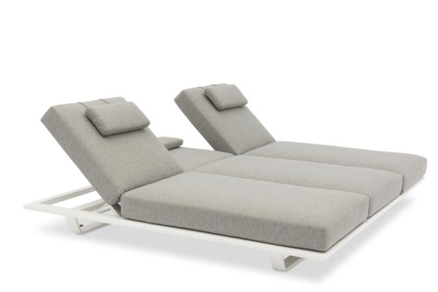 STAY FLEX triple sunlounger white frame + pillow ashgrey