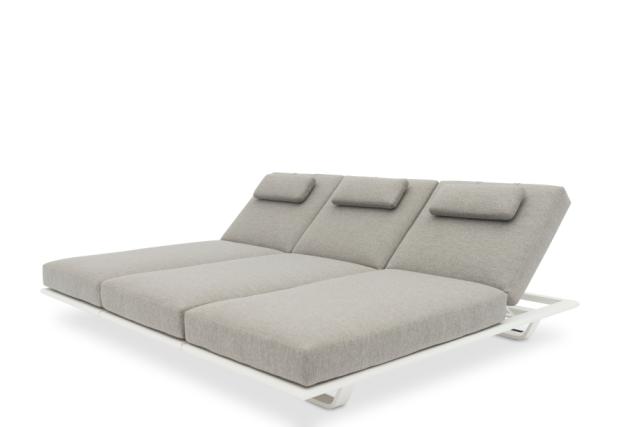 STAY FLEX triple sunlounger white frame + pillow ashgrey