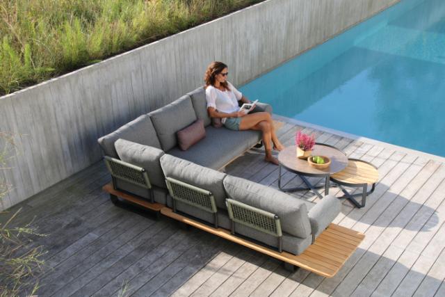 STAY NATURAL DOUBLE LOUNGE charcoal - dark grey/green rope